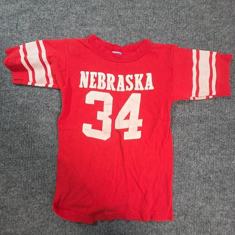 Vintage Nebraska Cornhuskers Shirt Boys Medium Red NCAA Football Champion 34